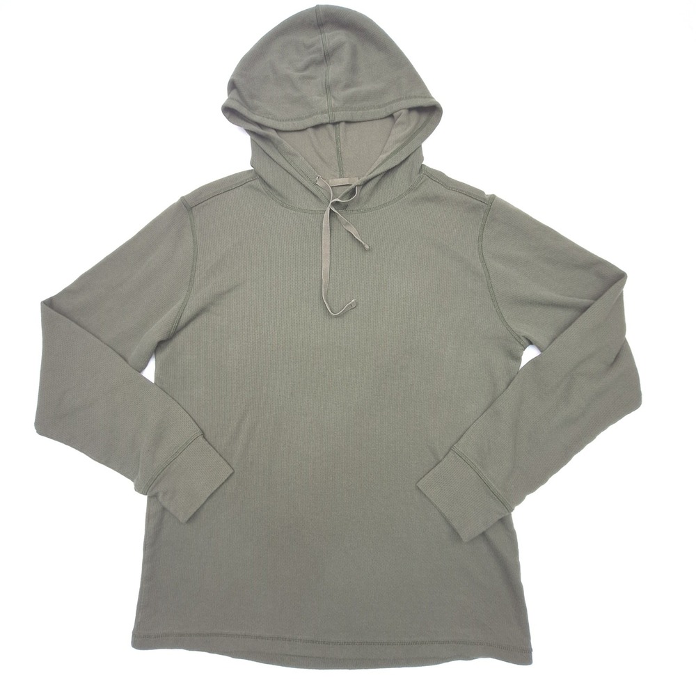 REI Co-op Waffle Knit Hoodie Mens Medium Green Pullover Long Sleeve 23091-F21